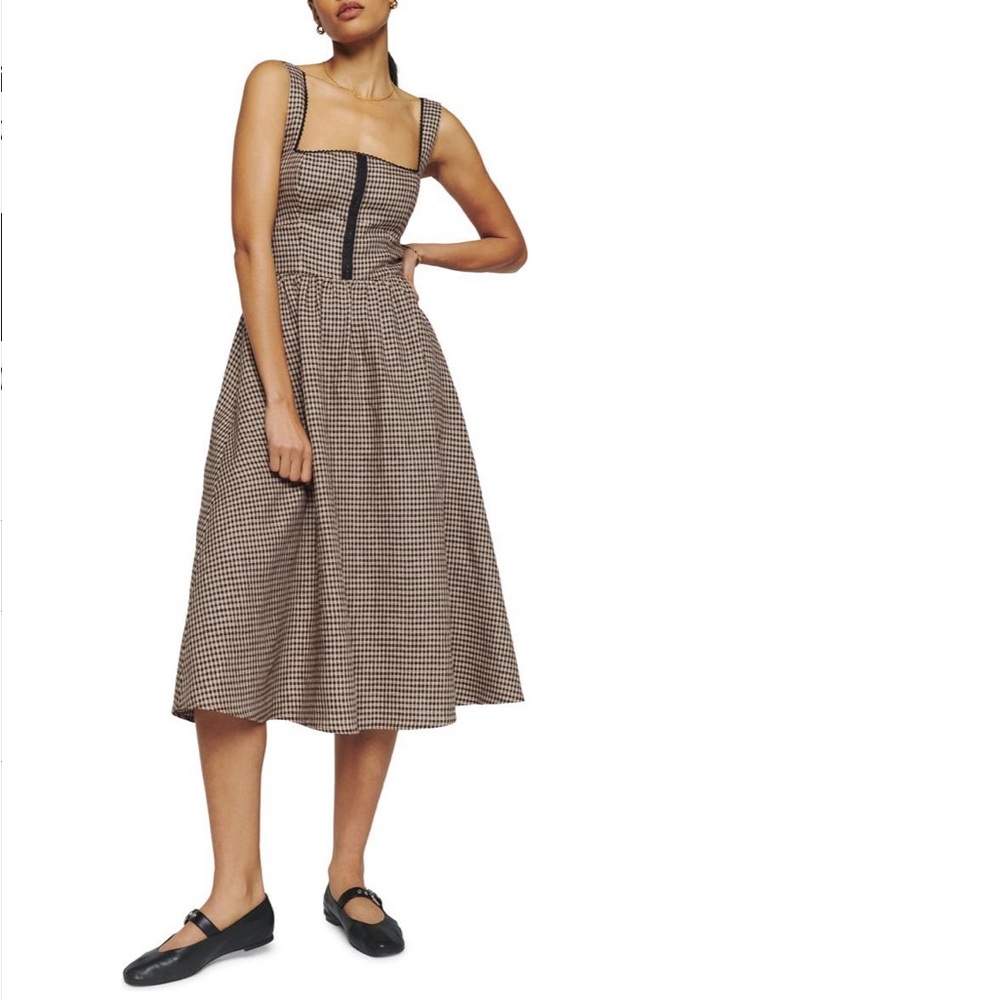 Reformation Tagliatelle Linen Dress Tartine Check